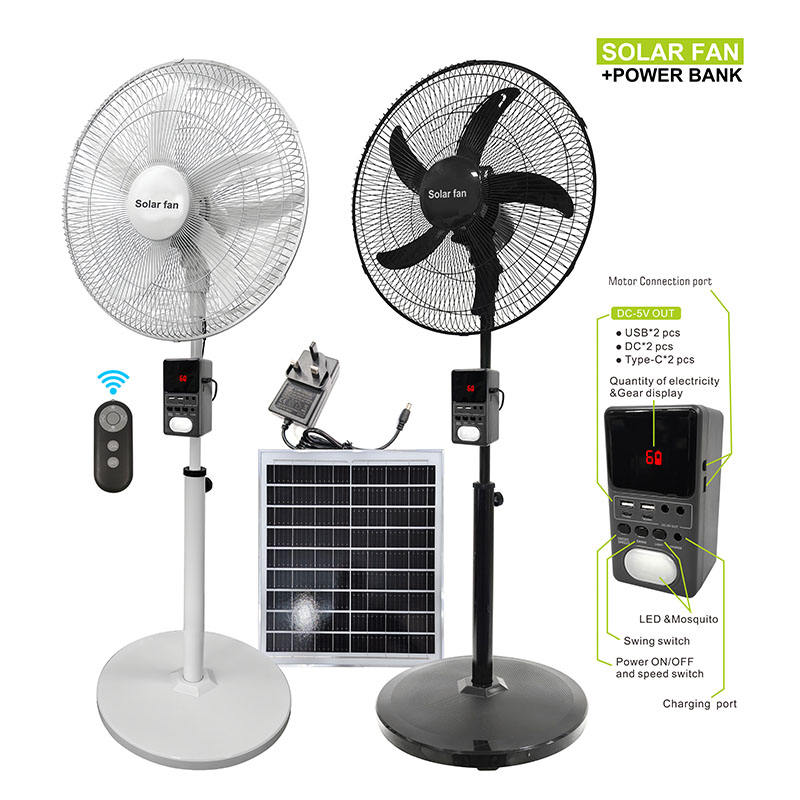 18 Inches Solar Rechargeable Fan with High Wind Speed and 25W Power