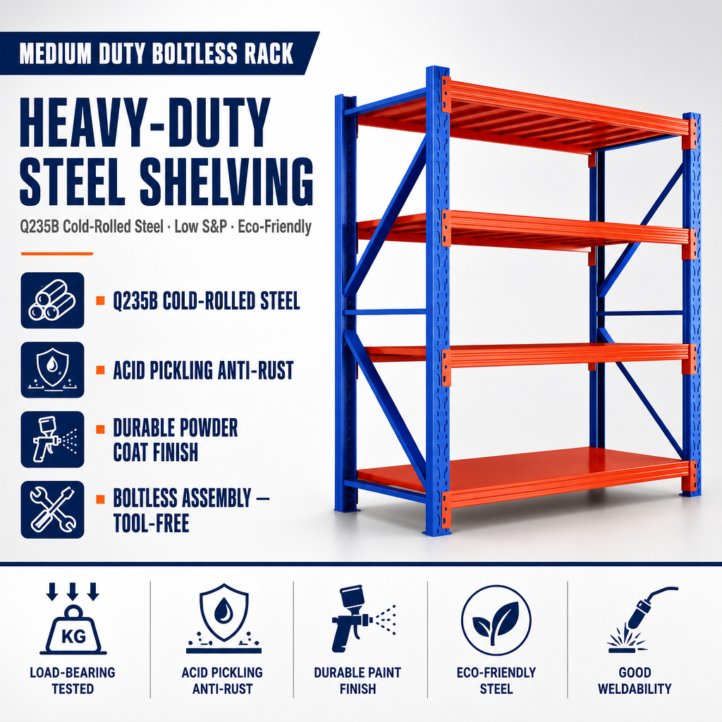 Full Container Export Heavy Duty Warehouse Rack Shlf Adjustable Metal Storage Rack Boltless Stacking Rack Shelves for Warehouse