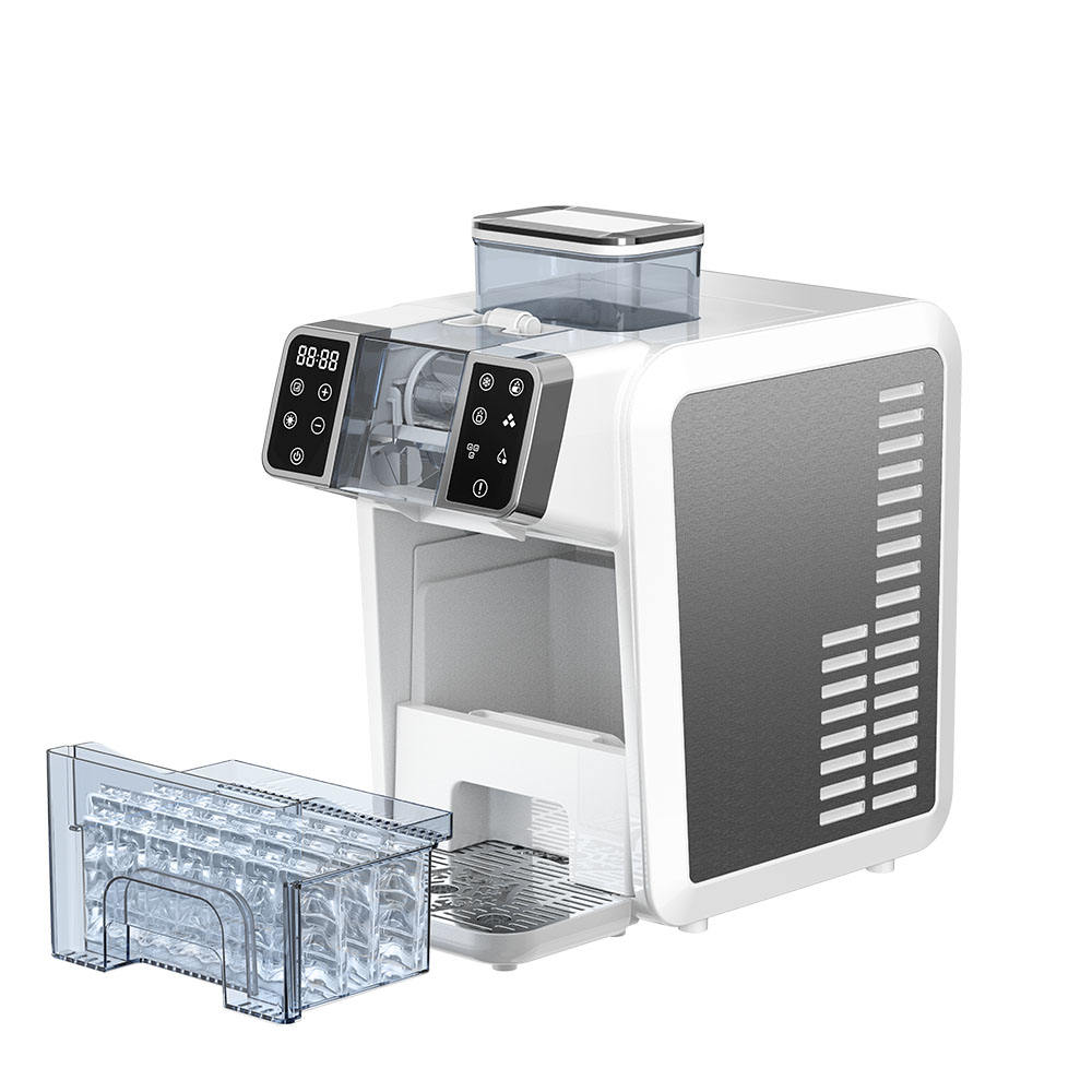 HONEYICE CE ETL Certified Light Commercial Grade 2-in-1 Ice Cube Smoothie Machine Fully-Automatic Energy Efficient Household Use